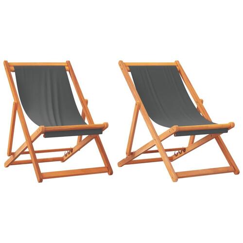 Foldbare strandstole 2 stk. stof grå