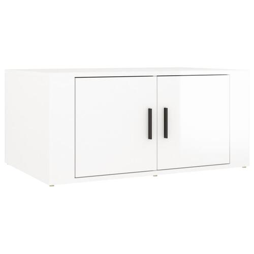 Sofabord 80x50x36 cm konstrueret træ hvid højglans