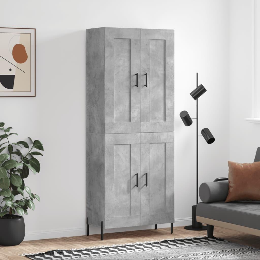 Højskab 69,5x34x180 cm konstrueret træ betongrå billede