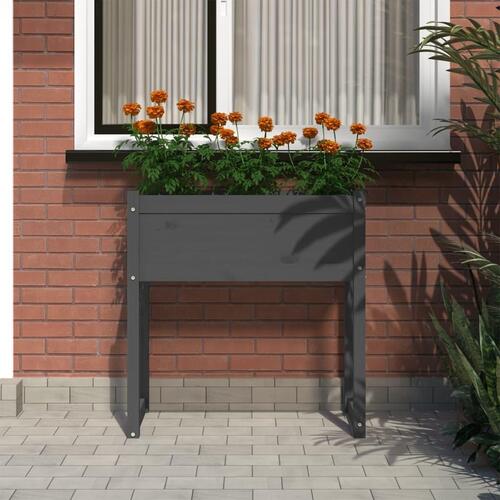Plantekasse 78x40x81 cm massivt fyrretræ grå