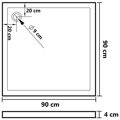 Brusekar 90x90 cm ABS firkantet