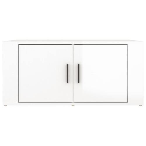 Sofabord 80x50x36 cm konstrueret træ hvid højglans