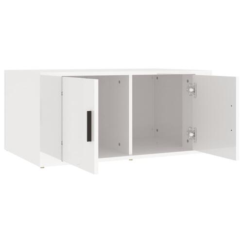 Sofabord 80x50x36 cm konstrueret træ hvid højglans