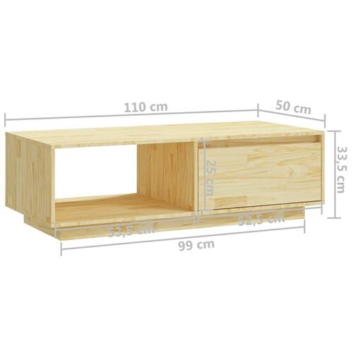 Sofabord 110x50x33,5 cm massivt fyrretræ