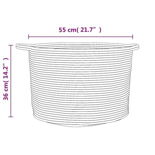 Vasketøjskurv Ø55x36 cm bomuld grå og hvid