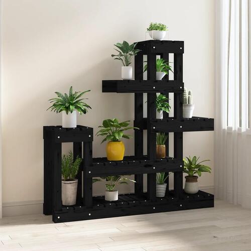 Plantestativ 92x25x97 cm massivt fyrretræ sort
