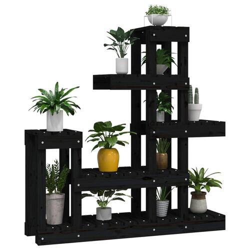 Plantestativ 92x25x97 cm massivt fyrretræ sort