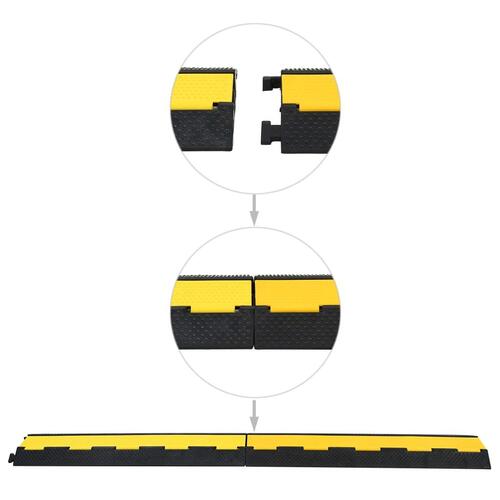 Kabelbeskytterrampe 2 kanaler 4 stk. gummi 101,5 cm