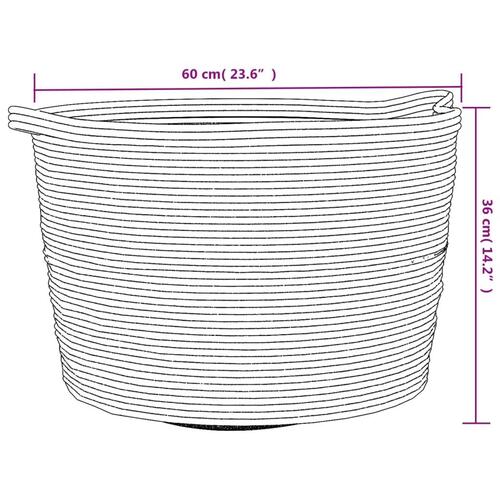 Vasketøjskurv Ø60x36 cm bomuld grå og hvid