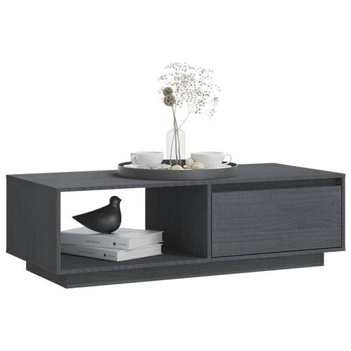 Sofabord 110x50x33,5 cm massivt fyrretræ grå