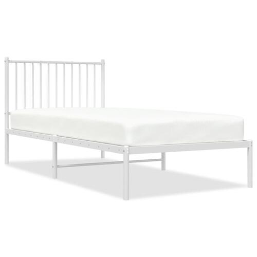 Sengeramme med sengegavl 90x200 cm metal hvid