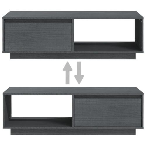 Sofabord 110x50x33,5 cm massivt fyrretræ grå