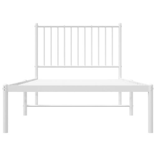 Sengeramme med sengegavl 90x200 cm metal hvid