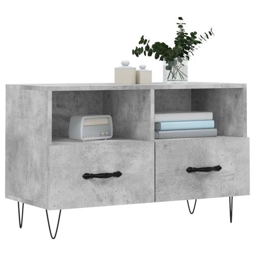 Tv-bord 80x36x50 cm konstrueret træ betongrå