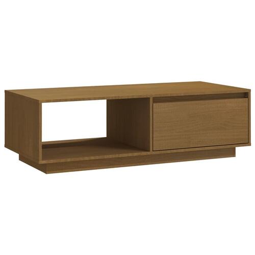Sofabord 110x50x33,5 cm massivt fyrretræ honningbrun