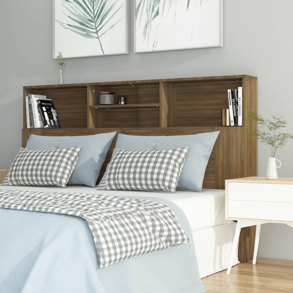 Sengegavl med opbevaring 160x19x103,5 cm brun egetræsfarve