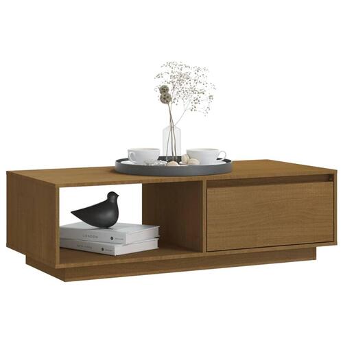 Sofabord 110x50x33,5 cm massivt fyrretræ honningbrun