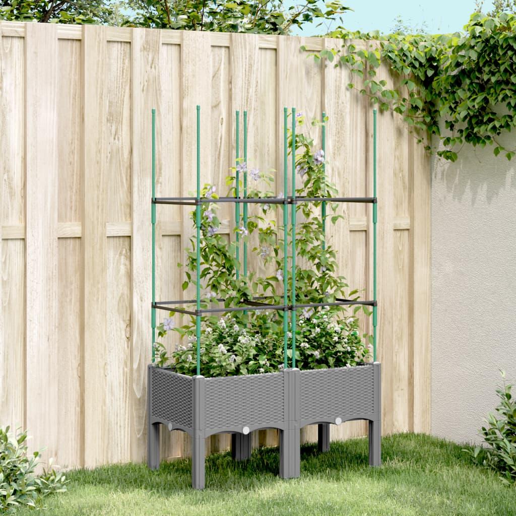 Plantekasse Med Espalier 40X40X142,5 Cm Pp - Lysegrå / 80 x 40 x 142,5 cm