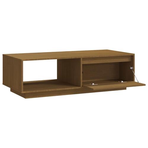Sofabord 110x50x33,5 cm massivt fyrretræ honningbrun