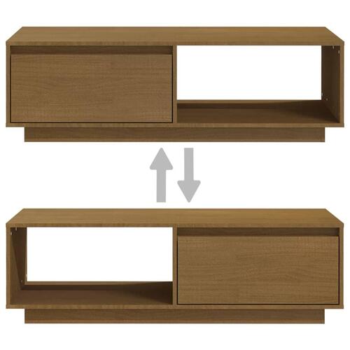 Sofabord 110x50x33,5 cm massivt fyrretræ honningbrun