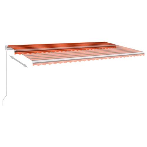 Markise m. LED + vindsensor 6x3,5 m automatisk orange og brun