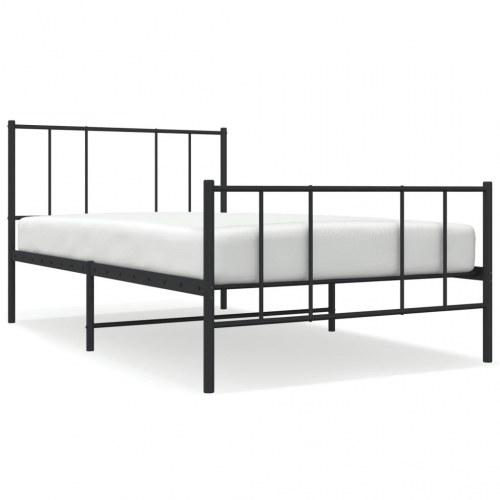Sengeramme med sengegavl og fodgærde 90x200 cm metal sort