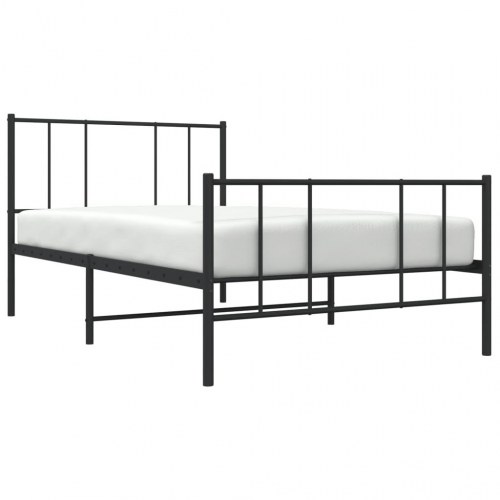 Sengeramme med sengegavl og fodgærde 90x200 cm metal sort
