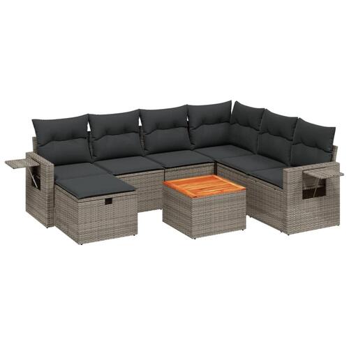 Sofasæt til haven 8 dele med hynder polyrattan grå