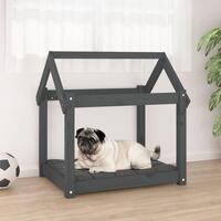 Hundeseng 71x55x70 cm massivt fyrretræ grå