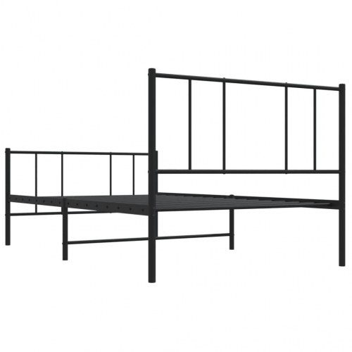 Sengeramme med sengegavl og fodgærde 90x200 cm metal sort