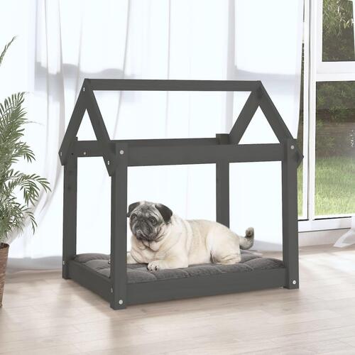 Hundeseng 71x55x70 cm massivt fyrretræ grå