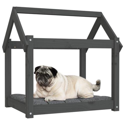 Hundeseng 71x55x70 cm massivt fyrretræ grå