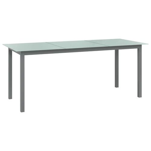 Havebord 190x90x74 cm aluminium og glas lysegrå