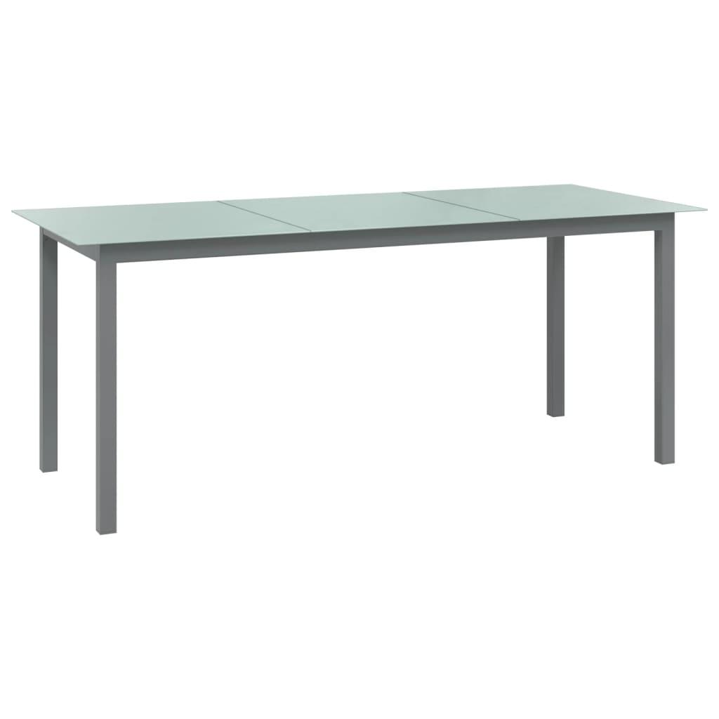 Havebord 190x90x74 cm aluminium og glas lysegrå