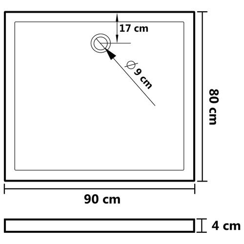 Brusekar 80x90 cm ABS rektangulært hvid