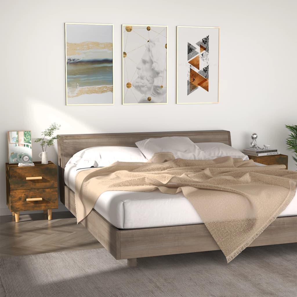 Sengeborde 40x35x47,5 cm 2 stk. røget egetræsfarve