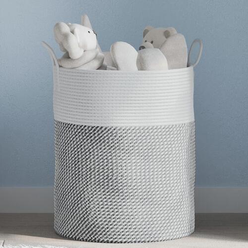 Opbevaringskurv Ø38x46 cm bomuld grå og hvid