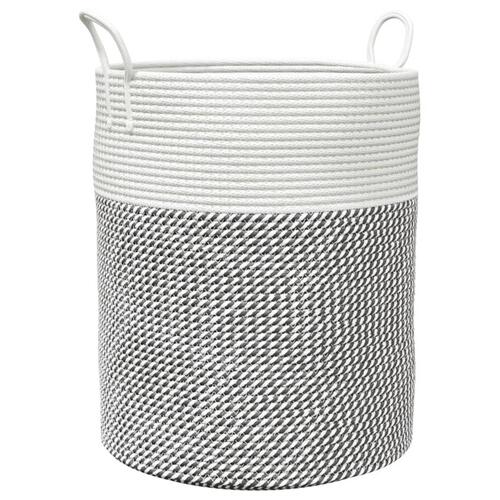 Opbevaringskurv Ø38x46 cm bomuld grå og hvid