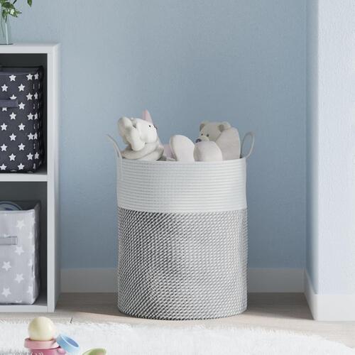 Opbevaringskurv Ø38x46 cm bomuld grå og hvid