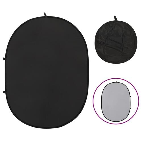 2-i-1 oval fotobaggrund 200x150 cm sort og grå