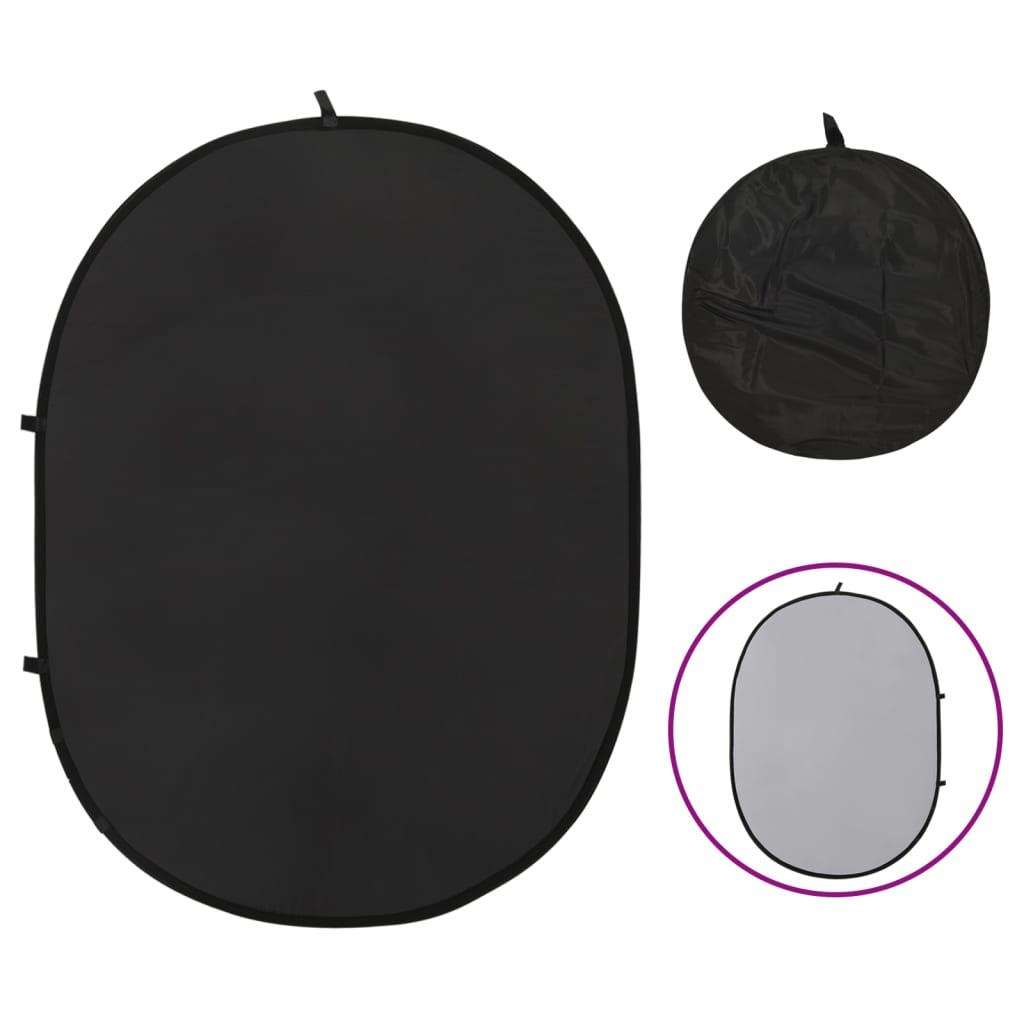 2-i-1 oval fotobaggrund 200x150 cm sort og grå