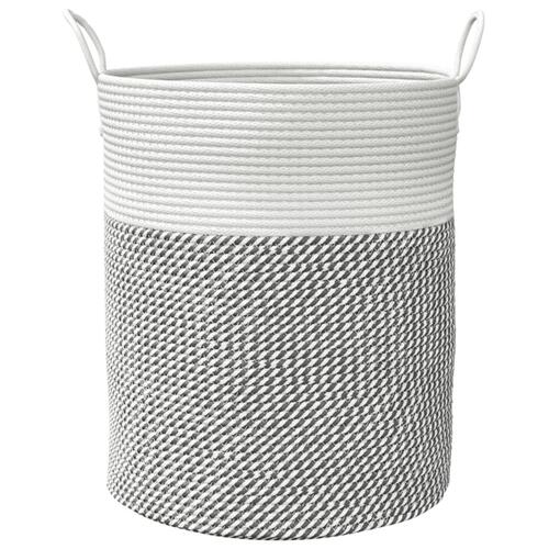 Opbevaringskurv Ø38x46 cm bomuld grå og hvid