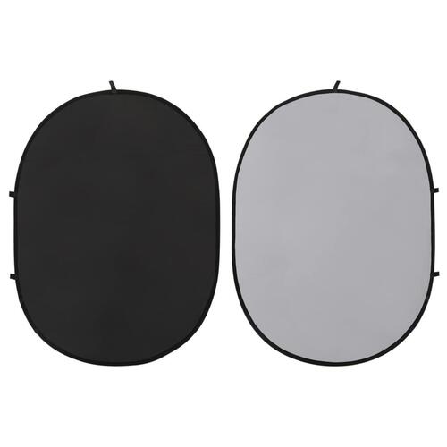 2-i-1 oval fotobaggrund 200x150 cm sort og grå