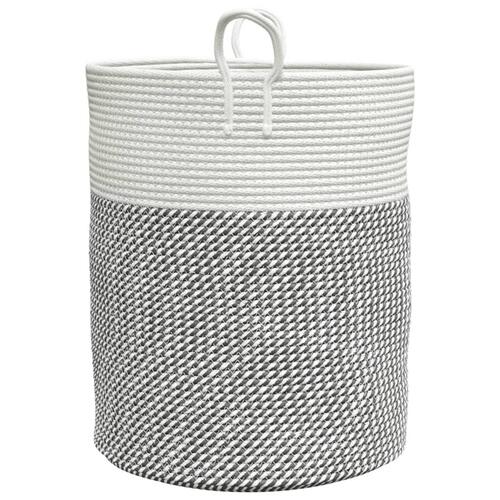 Opbevaringskurv Ø38x46 cm bomuld grå og hvid