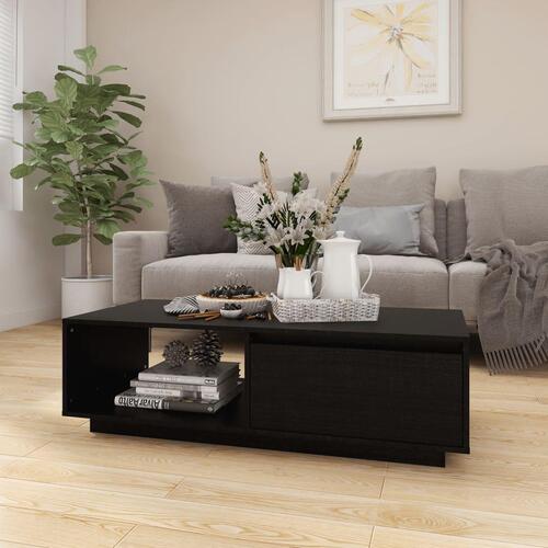Sofabord 110x50x33,5 cm massivt fyrretræ sort