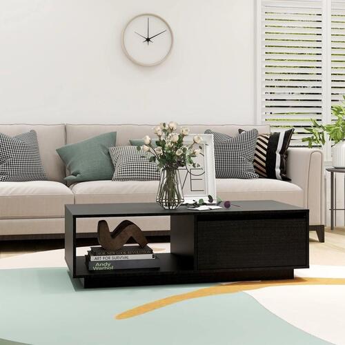 Sofabord 110x50x33,5 cm massivt fyrretræ sort