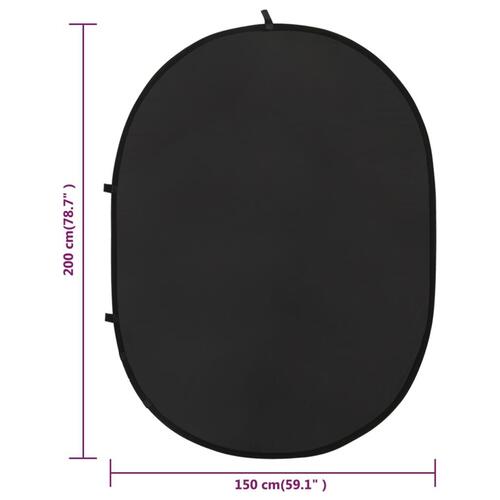 2-i-1 oval fotobaggrund 200x150 cm sort og grå