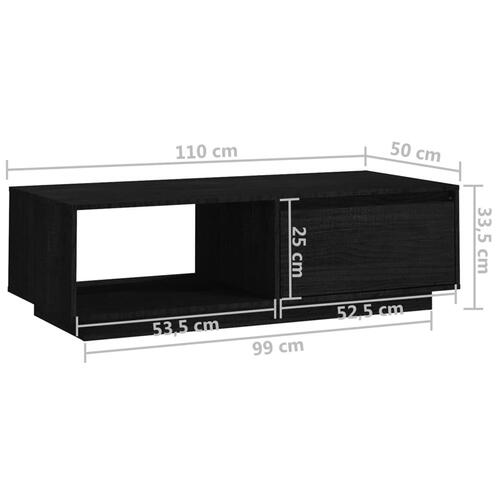 Sofabord 110x50x33,5 cm massivt fyrretræ sort