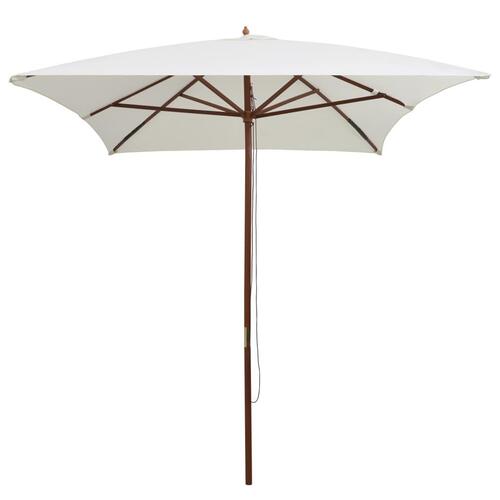 Parasol 200 x 300 cm træstang cremehvid