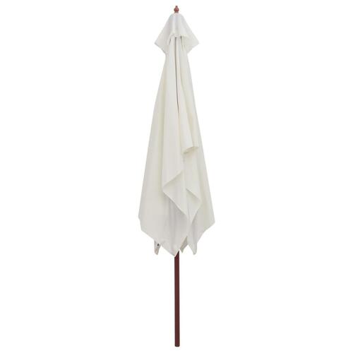 Parasol 200 x 300 cm træstang cremehvid